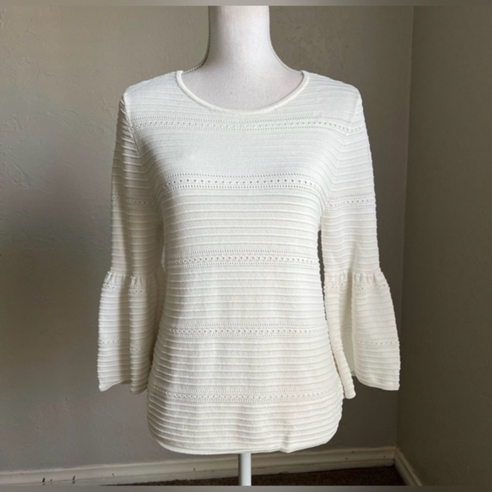 White House Black Market Ribbed Top with Bell Sleeves White